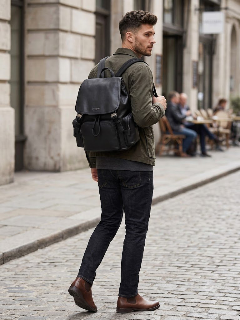 Michael Kors Henry Leather Backpack Black